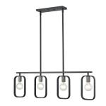 Dylan 39'' Wide 4-Light Linear Chandelier - Matte Black with Nickel Sockets
