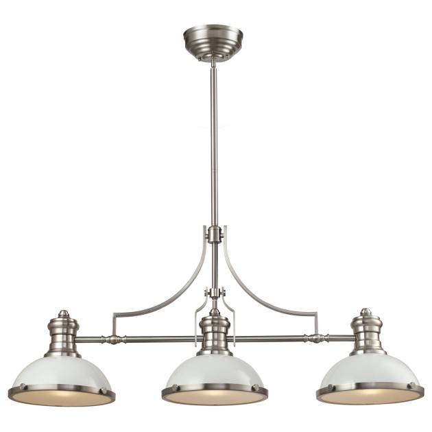 Chadwick 47'' Wide 3-Light Linear Chandelier - Satin Nickel with Gloss White