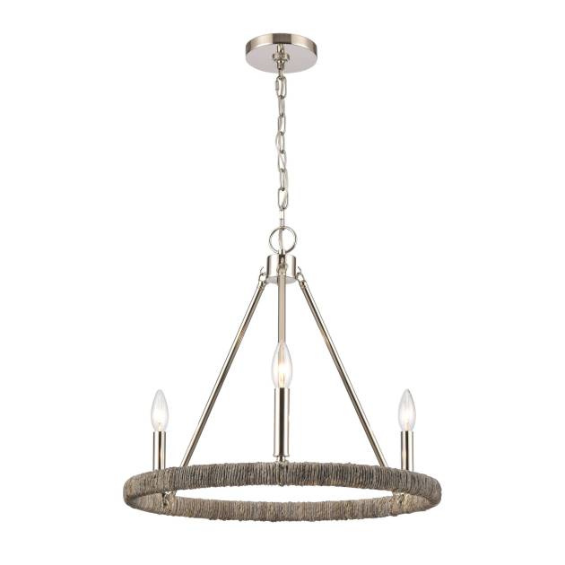 Abaca 20'' Wide 3-Light Chandelier - Polished Nickel