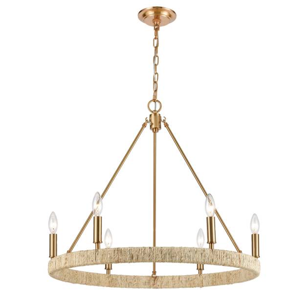 Abaca 27'' Wide 6-Light Chandelier - Satin Brass