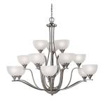 Bristol Lane 45'' Wide 15-Light Chandelier - Brushed Nickel with White Glass