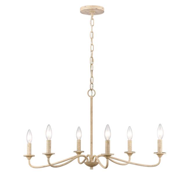 Ellisville 30'' Wide 6-Light Chandelier - Antique Cream