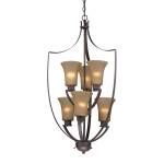 Foyer 21'' Wide 6-Light Chandelier - Oil Rubbed Bronze with Light Amber Glass
