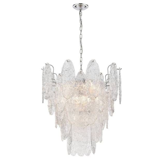 Frozen Cascade 26'' Wide 9-Light Chandelier - Polished Chrome