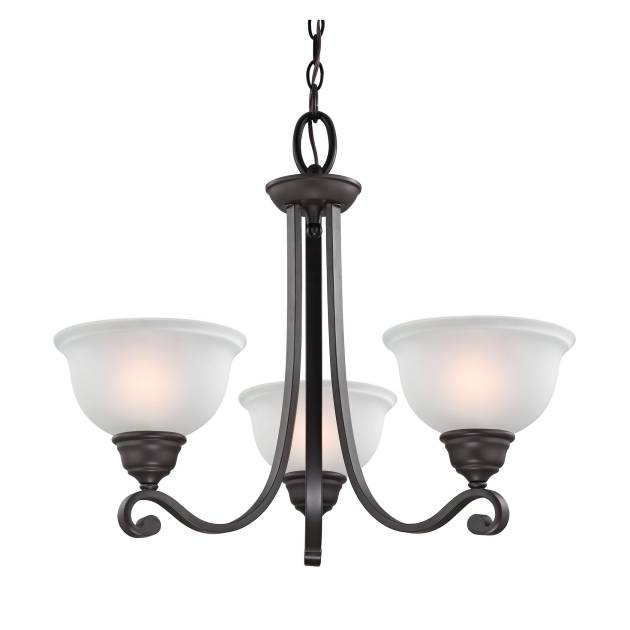 Hamilton 25'' Wide 3-Light Chandelier - Oil Rubbed Bronze with White Glass