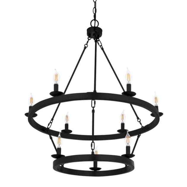 Melina 34'' Wide 9-Light Chandelier - Matte Black