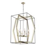 Mixed Geometries 32'' Wide 8-Light Chandelier - Silver Leaf