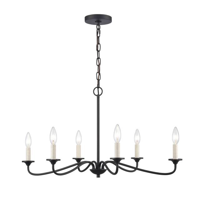 Oval 30'' Wide 6-Light Chandelier - Matte Black