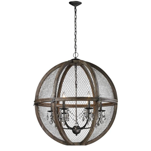 Renaissance Invention 30'' Wide 6-Light Chandelier - Weathered Zinc