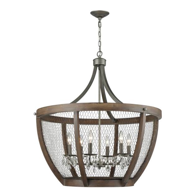 Renaissance Invention 30'' Wide 6-Light Chandelier - Weathered Zinc