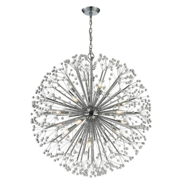 Dandelion 36'' Wide 19-Light Chandelier - Polished Chrome