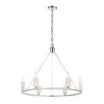 White Stone 30'' Wide 6-Light Chandelier - Polished Nickel