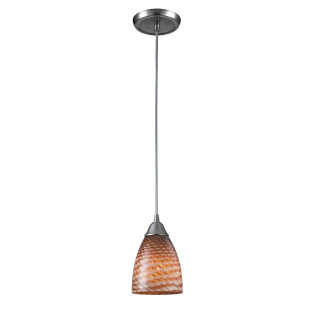Arco Baleno 5'' Wide 1-Light Pendant - Satin Nickel with Cocoa Glass