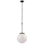 Beckett 12'' Wide 1-Light Mini Pendant - Oil Rubbed Bronze with White Glass