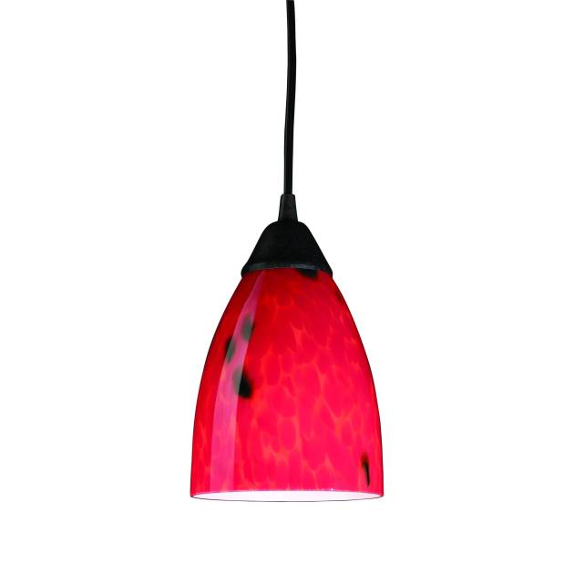 Classico 5'' Wide 1-Light Pendant - Dark Rust with Fire Red Glass