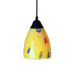 Classico 5'' Wide 1-Light Pendant - Dark Rust with Yellow Blaze Glass