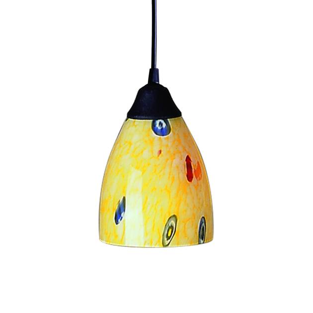 Classico 5'' Wide 1-Light Pendant - Dark Rust with Yellow Blaze Glass