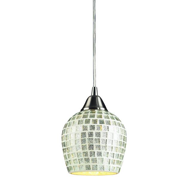 Fusion 5'' Wide 1-Light Pendant - Satin Nickel with Silver Mosaic