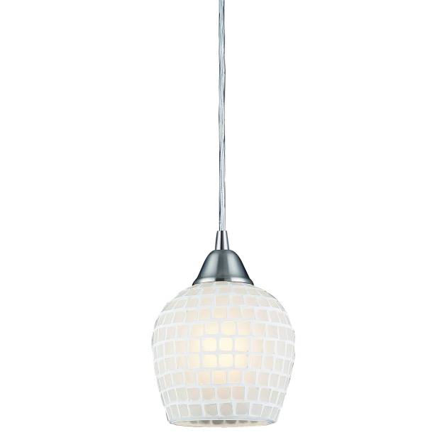 Fusion 5'' Wide 1-Light Pendant - Satin Nickel with White Mosaic