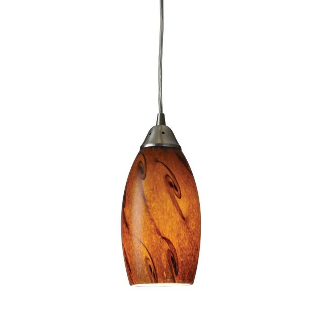 Galaxy 5'' Wide 1-Light Pendant - Satin Nickel with Brown Glass