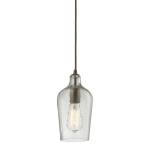 Hammered Glass 5'' Wide 1-Light Pendant - Oil Rubbed Bronze with Clear