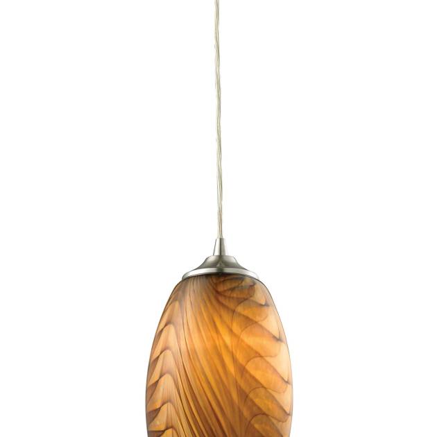 Tidewaters 5'' Wide 1-Light Pendant - Satin Nickel with Amber Glass