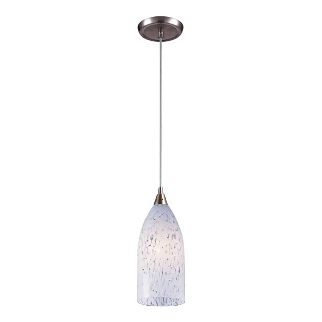 Verona 5'' Wide 1-Light Pendant - Satin Nickel with Snow White Glass