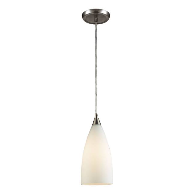 Vesta 5'' Wide 1-Light Pendant - Satin Nickel with White Glass