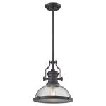 Chadwick 13'' Wide 1-Light Pendant - Oiled Bronze with Off White
