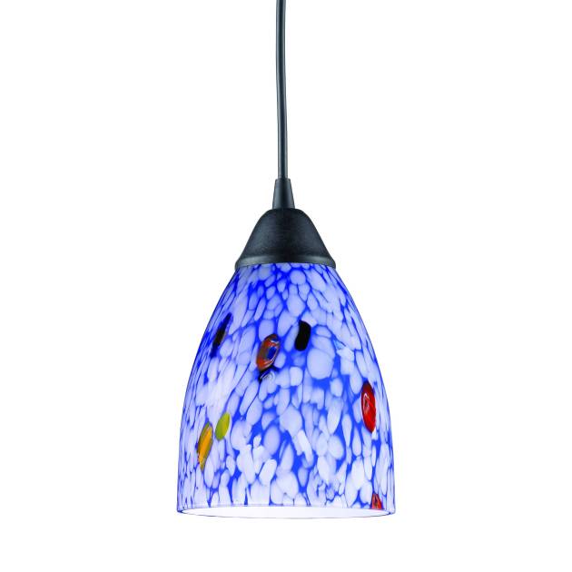 Classico 5'' Wide 1-Light Pendant - Dark Rust with Starburst Blue Glass
