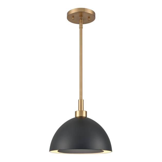 Pelham 10'' Wide 2-Light Pendant - Satin Brass with Matte Black