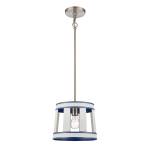 White Burlap 10'' Wide 1-Light Pendant - Ocean Blue