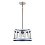 White Burlap 14'' Wide 1-Light Pendant - Ocean Blue