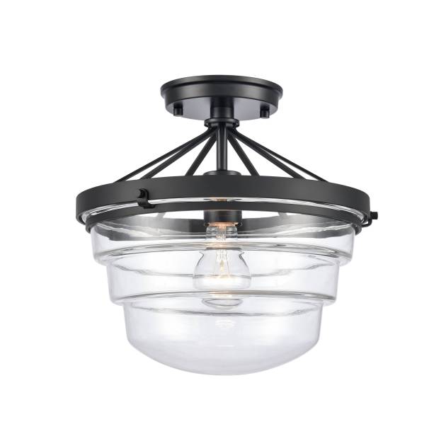 Boyer 12'' Wide 1-Light Semi Flush Mount - Matte Black