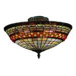 Jewelstone 16'' Wide 3-Light Semi Flush Mount - Classic Bronze