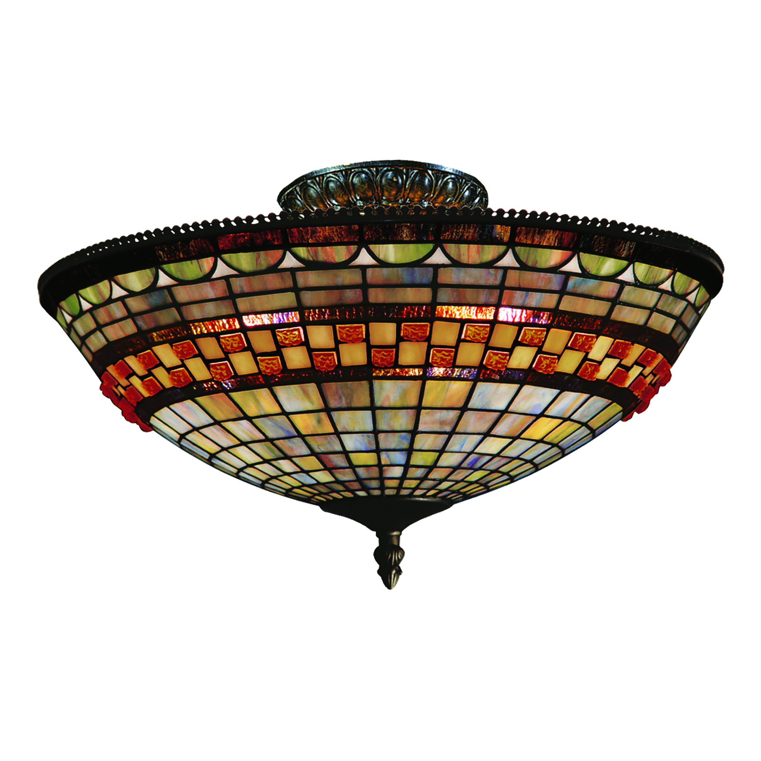 Jewelstone 16'' Wide 3-Light Semi Flush Mount - Classic Bronze