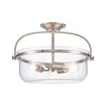 Wentworth 17'' Wide 3-Light Semi Flush Mount - Brushed Nickel