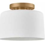 Bryn 10'' Wide 1-Light Semi Flush Mount - Matte White and Gold