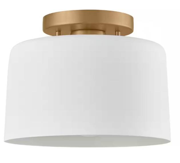 Bryn 10'' Wide 1-Light Semi Flush Mount - Matte White and Gold