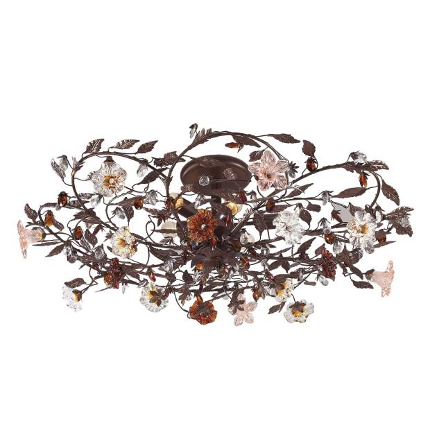 Cristallo Fiore 38'' Wide 6-Light Flush Mount - Deep Rust