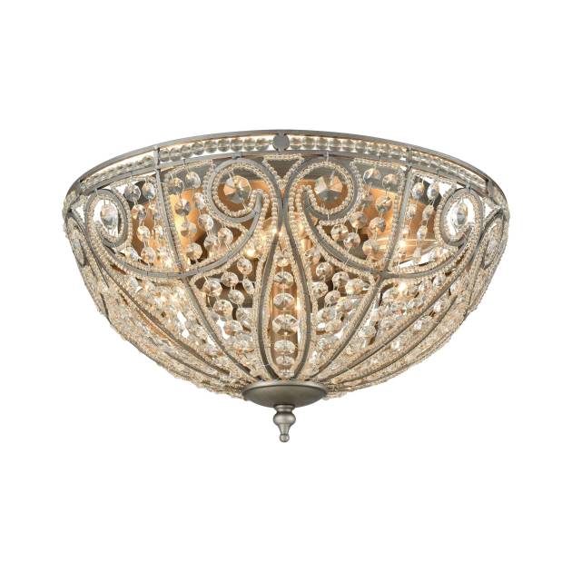 Elizabethan 17'' Wide 6-Light Flush Mount - Weathered Zinc