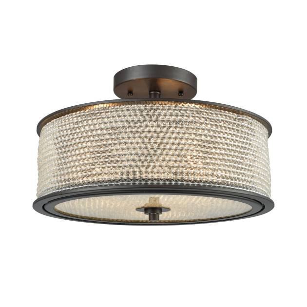 Glass Beads 16'' Wide 3-Light Semi Flush Mount - Oil Rubbed Bronze