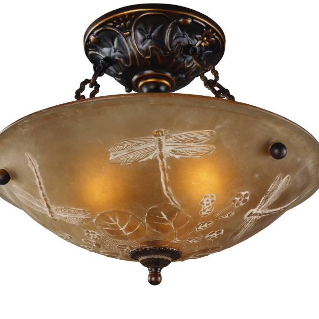 Restoration 16'' Wide 3-Light Semi Flush Mount - Antique Golden Bronze