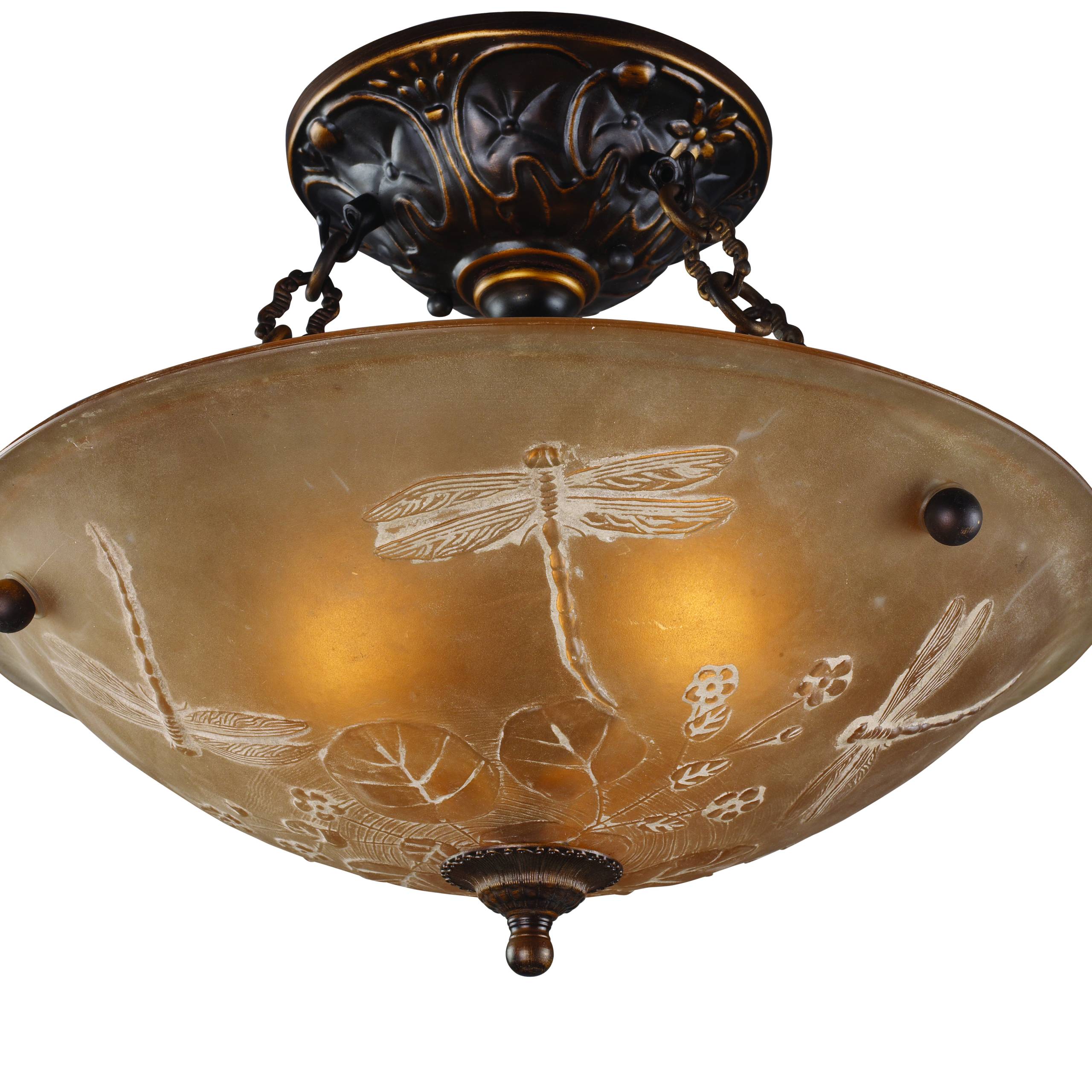 Restoration 16'' Wide 3-Light Semi Flush Mount - Antique Golden Bronze