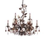 Cristallo Fiore 33'' Wide 9-Light Chandelier - Bronze