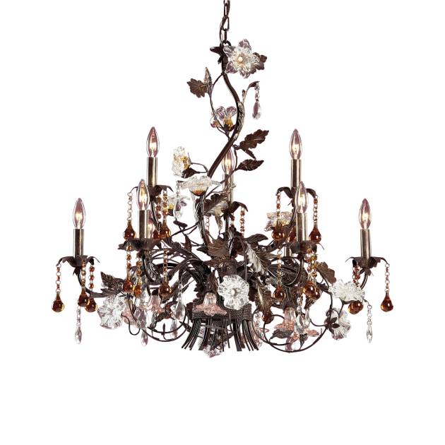 Cristallo Fiore 33'' Wide 9-Light Chandelier - Bronze