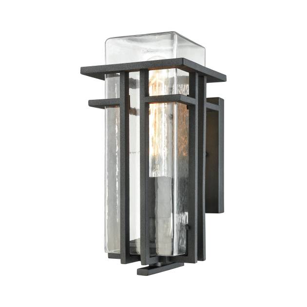 Croftwell 12'' High 1-Light Outdoor Sconce - Textured Matte Black with Clear Glass