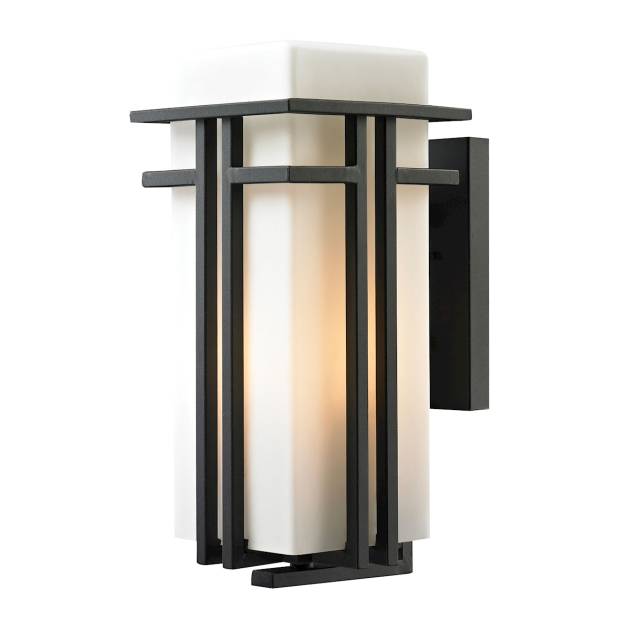 Croftwell 17'' High 1-Light Outdoor Sconce - Textured Matte Black with Frosted Glass