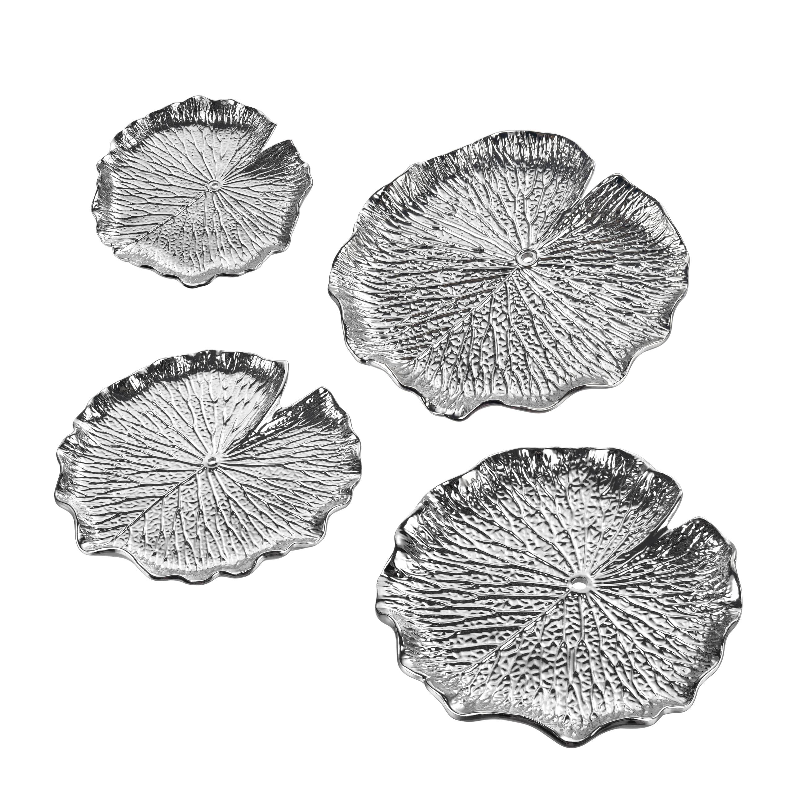 Lilypad Dimensional Wall Art - Set of 4 Silver