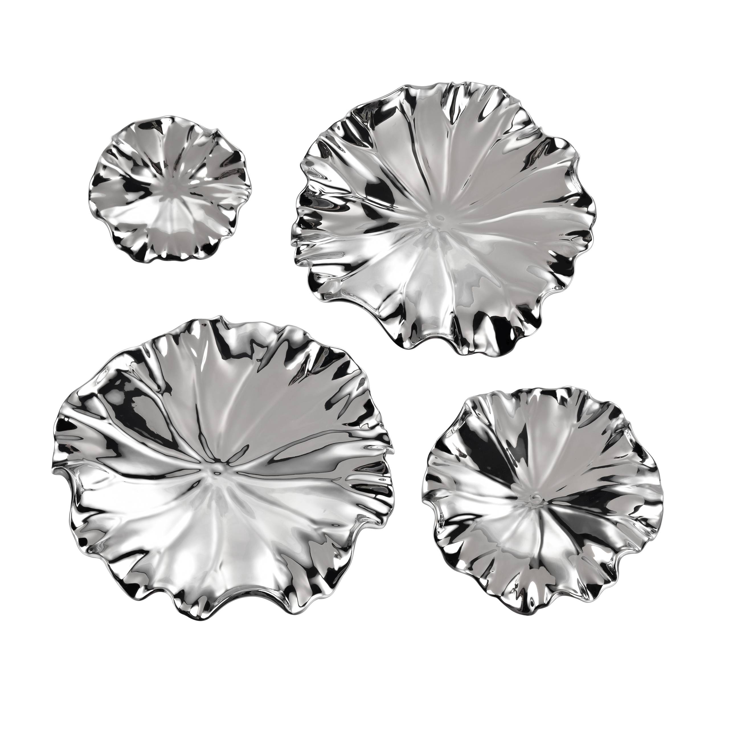 Petal Dimensional Wall Art - Set of 4 Silver